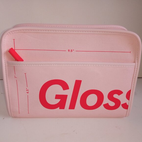 GLOSSIER NWOT Pink Limited Edition Cosmetic Bag w Removable Felt Liner - Picture 1 of 16
